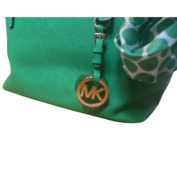 Michael Kors Green Satchel with scarf accent - Picture 5 of 12